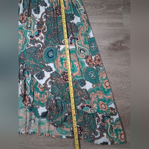 Floral Paisley Boho Sleeveless Dress Ruffle Straps Henna - Picture 6 of 7